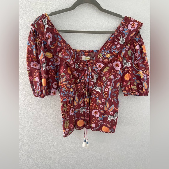 Maeve Red and Purple Patterned Blouse - Picture 3 of 11